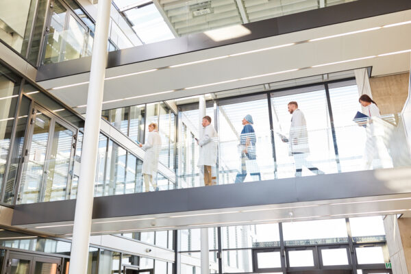 hospital staff walking