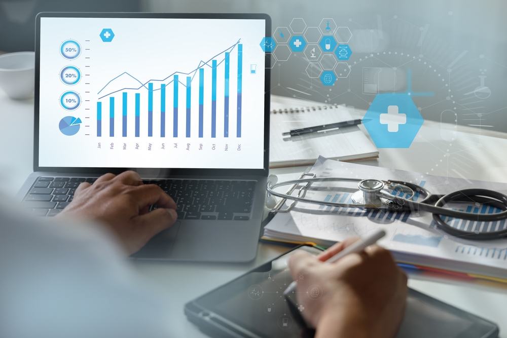 Insurance Healthcare Doctor Analyzing Medical Report And Medical On Hospital